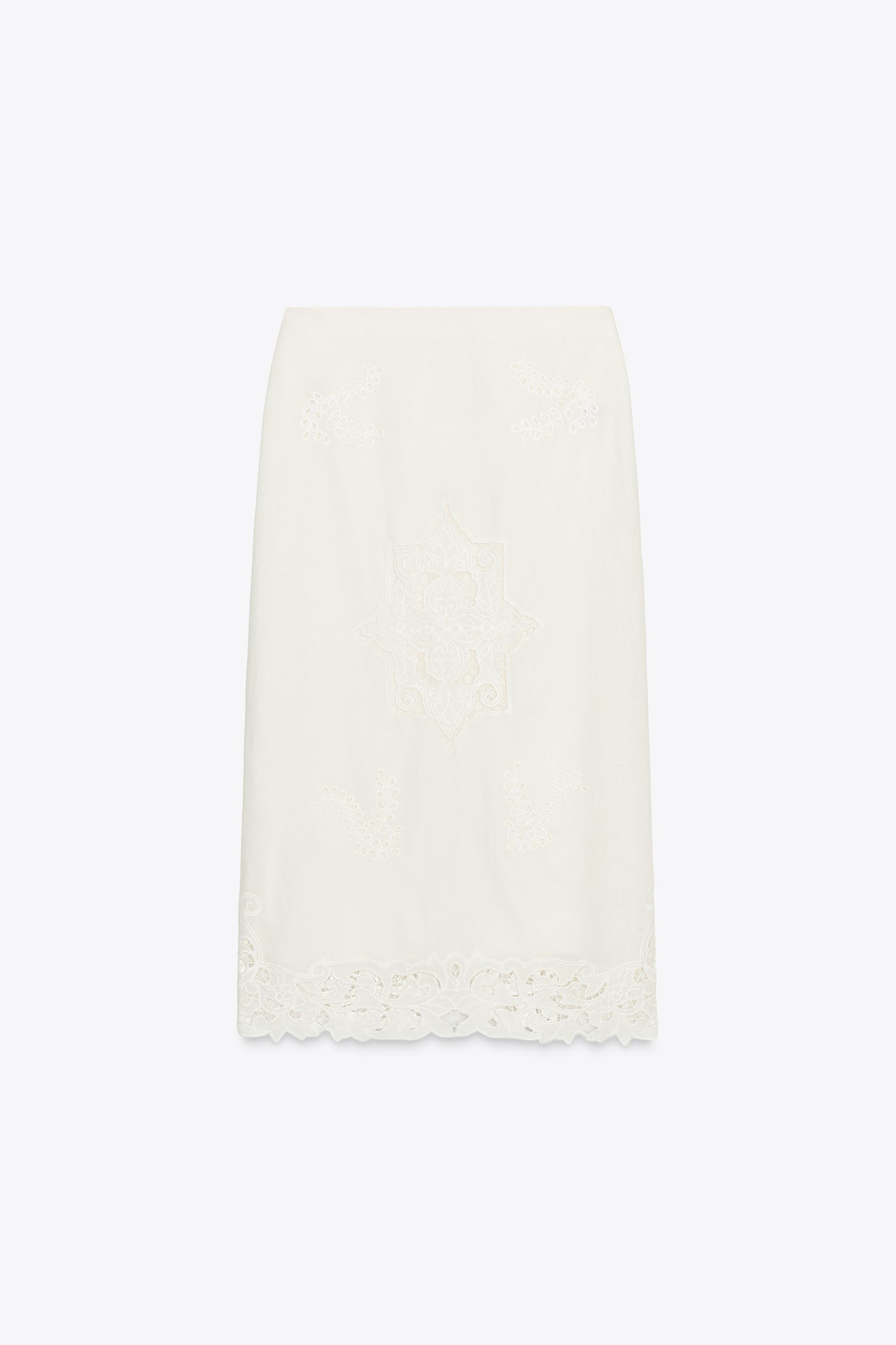 ZW COLLECTION SKIRT WITH CUTWORK EMBROIDERY | Zara UK