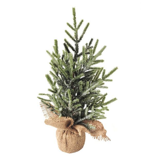 Northlight 13.25" Frosted Ice Pine Tree in Natural Jute Base Christmas Decoration | Target
