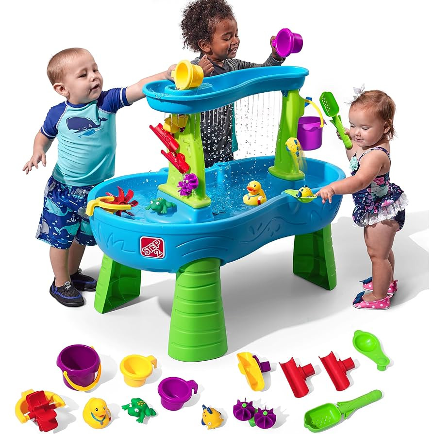 Step2 Rain Showers Splash Pond Toddler Water Table, Kids Water and Sand Activity Sensory Playset,... | Amazon (US)