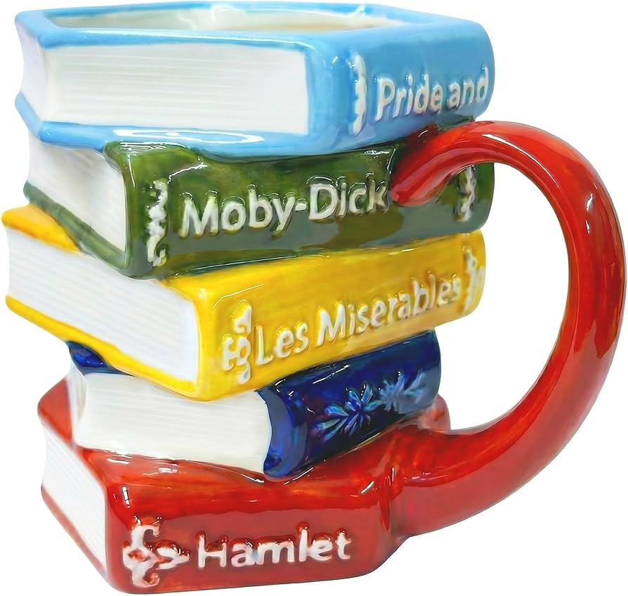 Painted Coffee Book Ceramic Mug, 11oz Espresso Cappuccino Latte Tea Cups with Handle, Painted Boo... | Amazon (US)