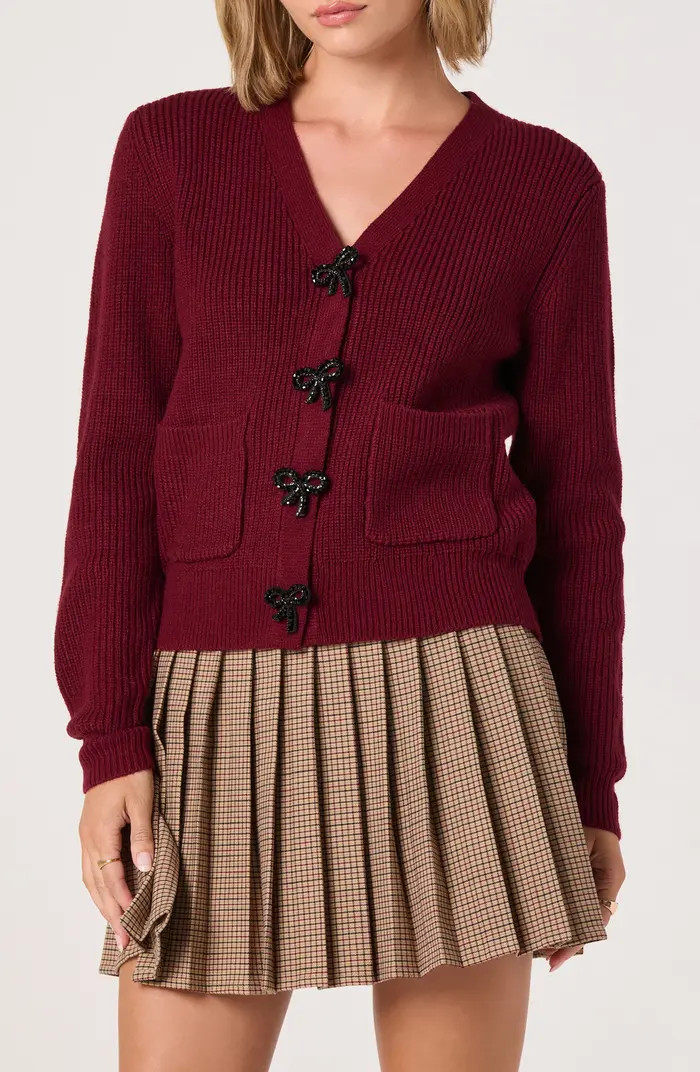 Crystal Embellished Bow Detail Cardigan | Nordstrom