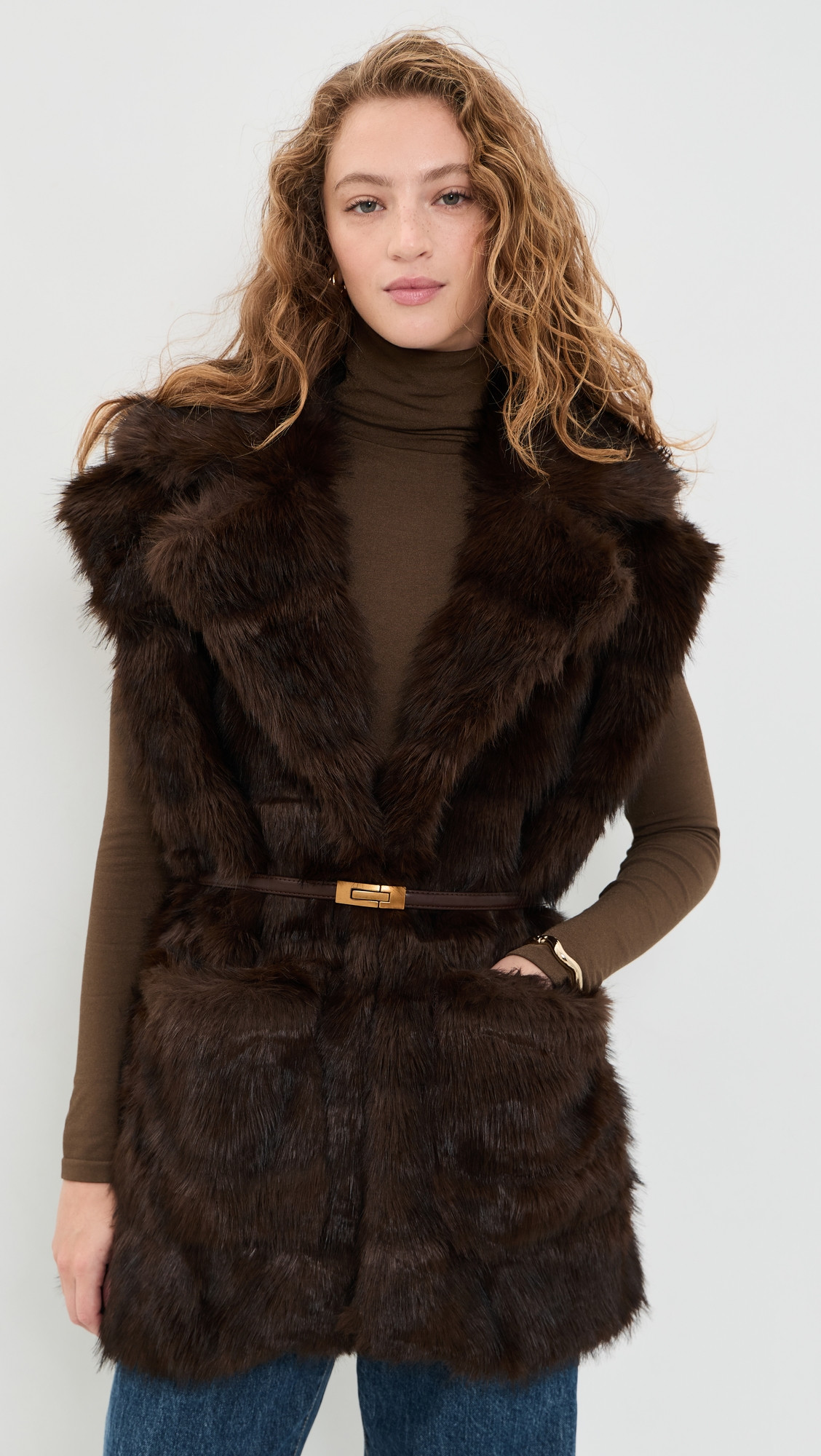 BARDOT Brentley Faux Fur Vest Dark Choco L | Shopbop