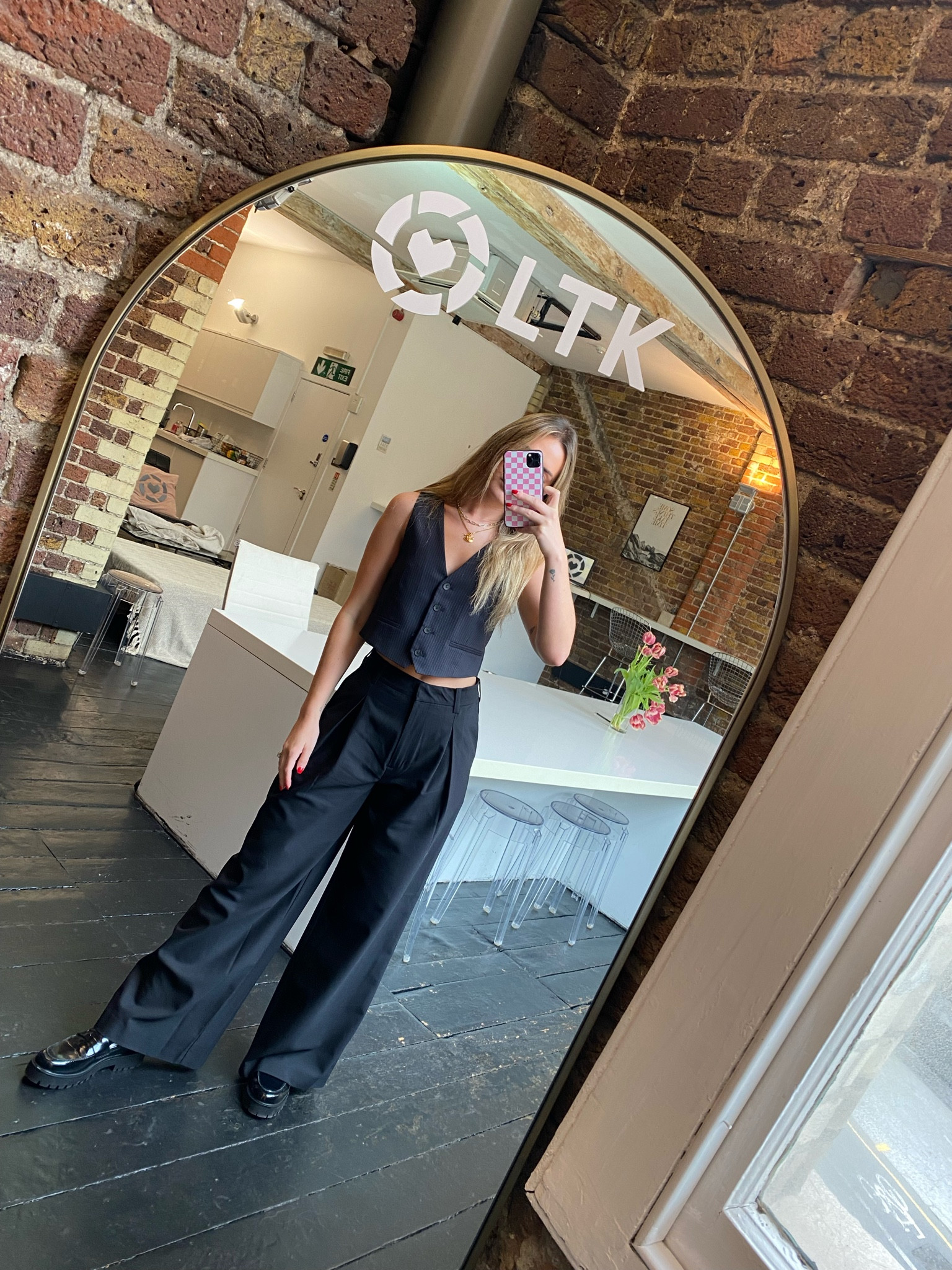 Work outfit, laidback workwear, London style, Zara striped cropped waistcoat, weekday wide leg black trousers, H&M black chunky loafers 

#LTKworkwear #LTKeurope #LTKstyletip