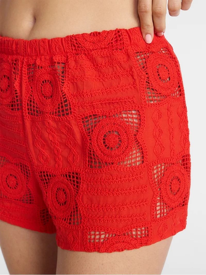 Time and Tru Women's and Women's Plus Cotton Crochet Coverup Shorts, Sizes XS-3X | Walmart (US)