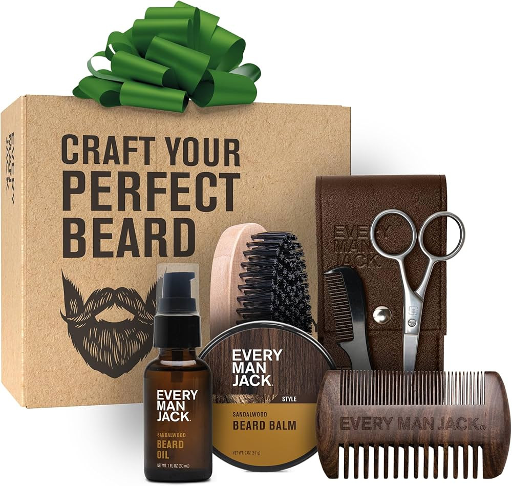 Every Man Jack Beard Grooming Kit for Men - Includes Sandalwood Beard Oil & Beard Balm, Beard Bru... | Amazon (US)