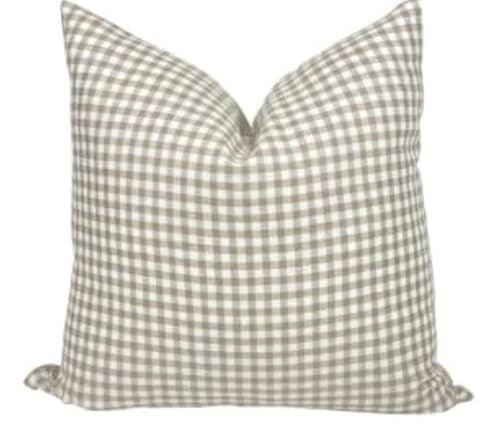 Pillow Cover Linen Lightweight 22 x 22 in Double Sided Block Print with Zipper Easy Removal Home Decor Shabby Chic Farmhouse Neurtral Decorative Sofa Couch Accent (Checker Tan Cream) | Amazon (US)