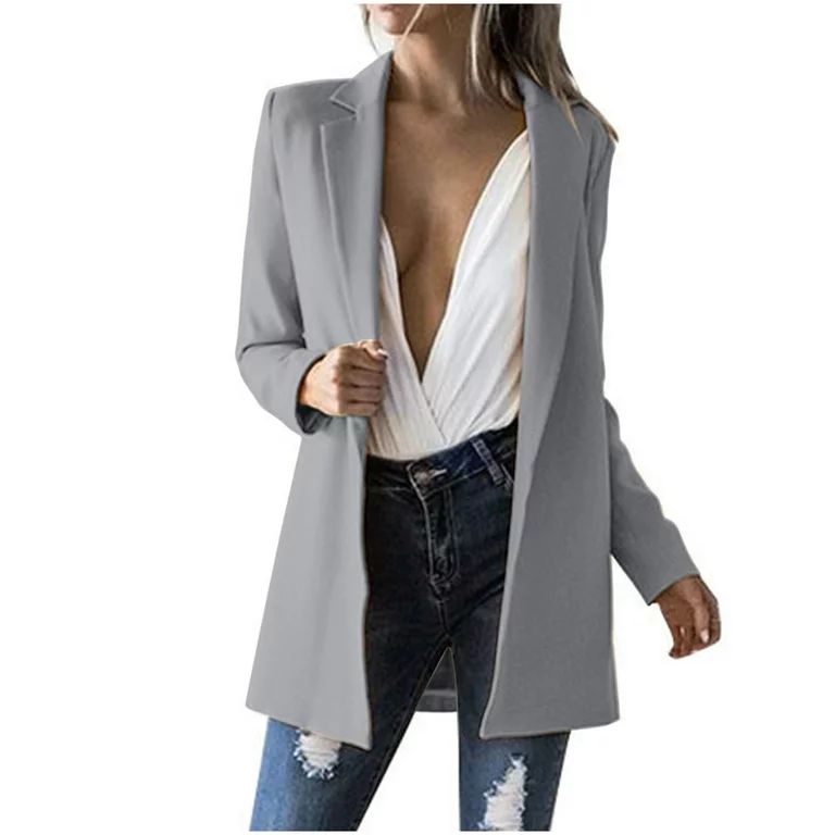 Olyvenn Stylish 2024 Trendy Women Casual Fashion Solid Color Long Sleeve Slim Jacket Suit Work Of... | Walmart (US)