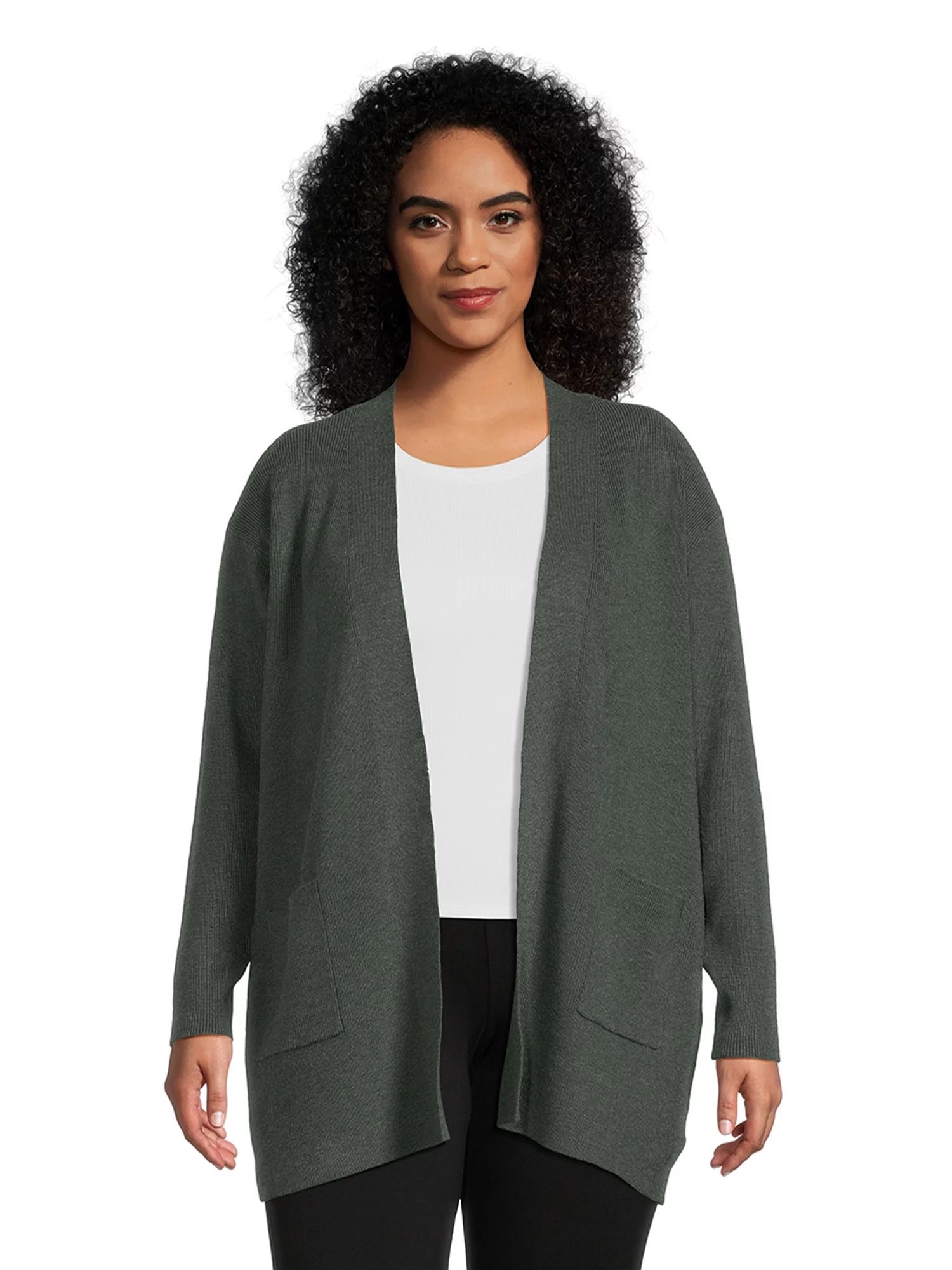 Terra & Sky Women's Plus Size Open Front Cardigan Sweater, Lightweight | Walmart (US)