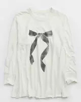 Aerie Cozy Long Sleeve Oversized Graphic Boyfriend T-Shirt | American Eagle Outfitters (US & CA)