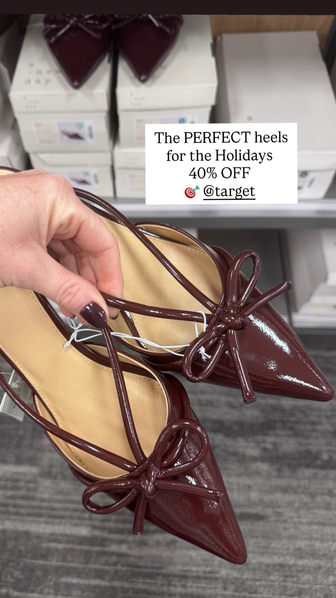 🎯 Target shoe sale!  40% off.

These are the perfect maroon heels for the holidays.  Fit TTS.

Holiday | holiday dress | heels | affordable heels | Target style | low heels | mom style



#LTKParties #LTKHoliday #LTKShoeCrush