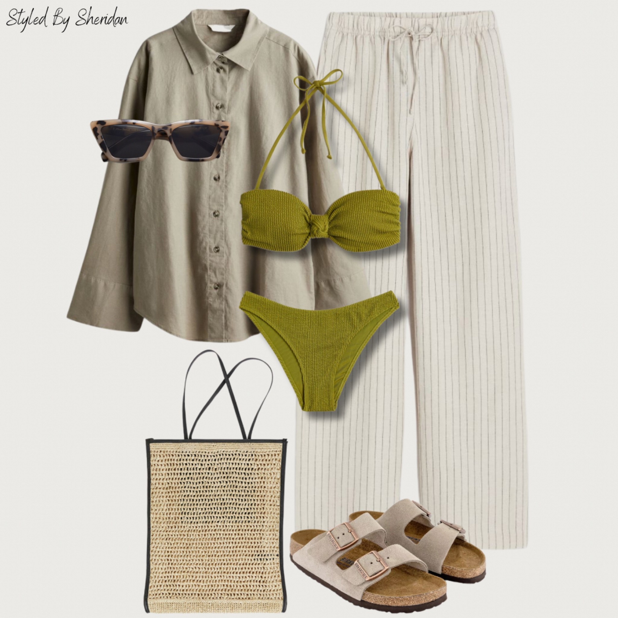 Beach holiday outfit 🏝️ 

Swimwear, linen shirt, linen trousers, Birkenstocks, beach bag 

#LTKSeasonal #LTKfindsunder100 #LTKswim