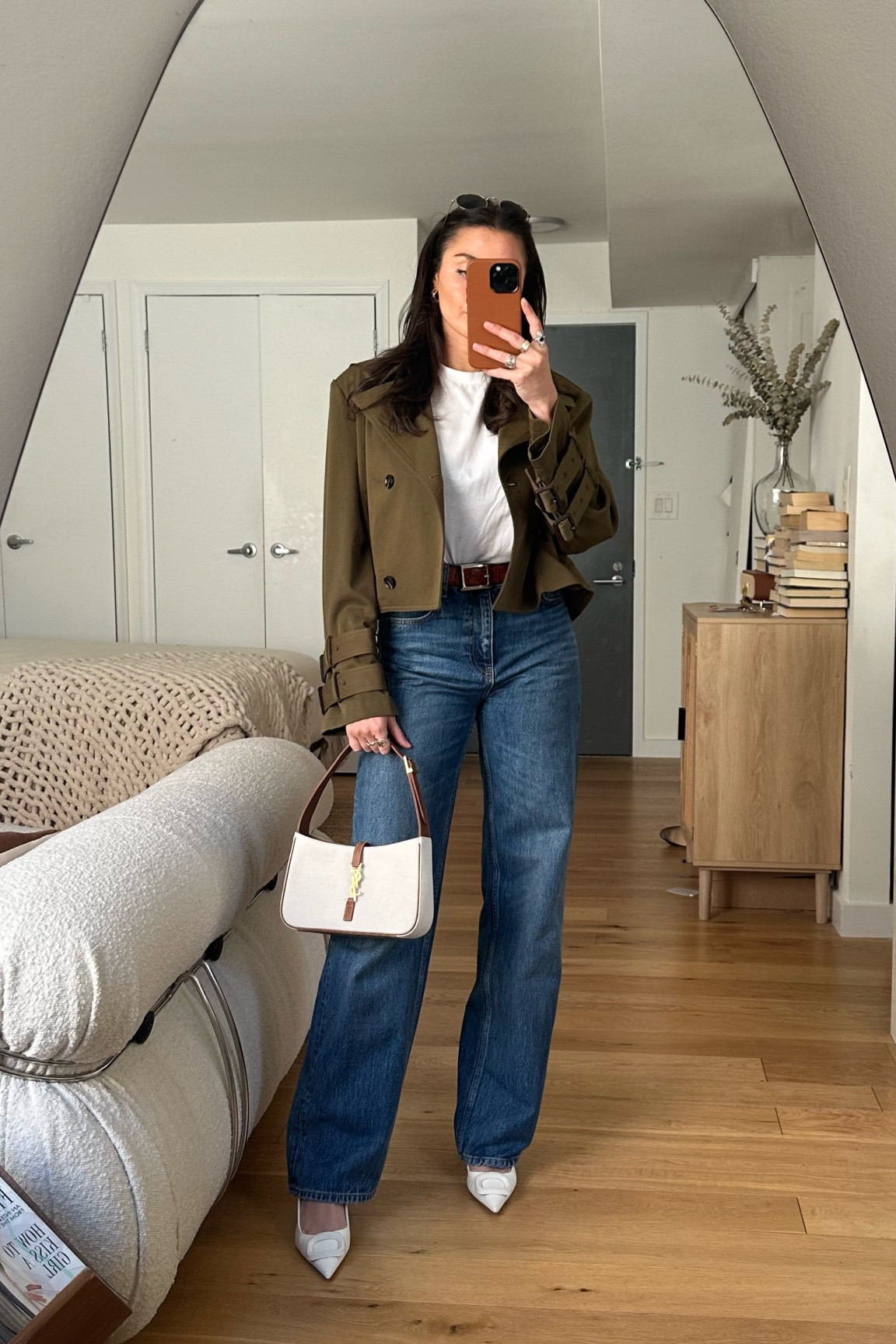 Going for Upper East Side mom today in this little cropped trench, tee, kitten heels and my new Saint Laurent.

#LTKstyletip #LTKSeasonal #LTKworkwear