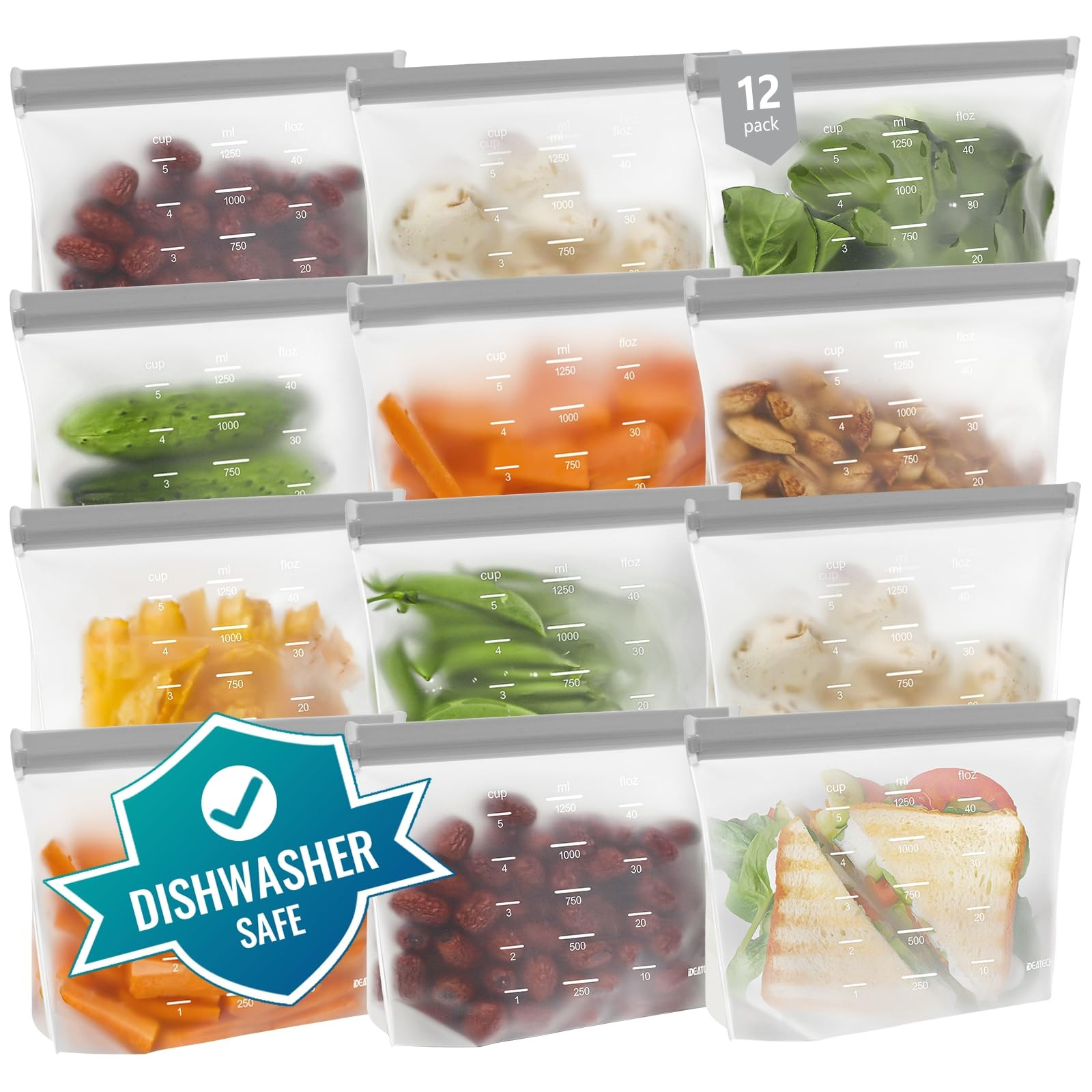 Dishwasher Safe Reusable Storage Bags Stand Up - BPA Free Reusable Sandwich Bags - Leakproof Gall... | Amazon (US)