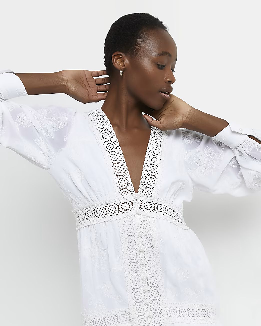 White lace maxi shirt dress | River Island (UK & IE)