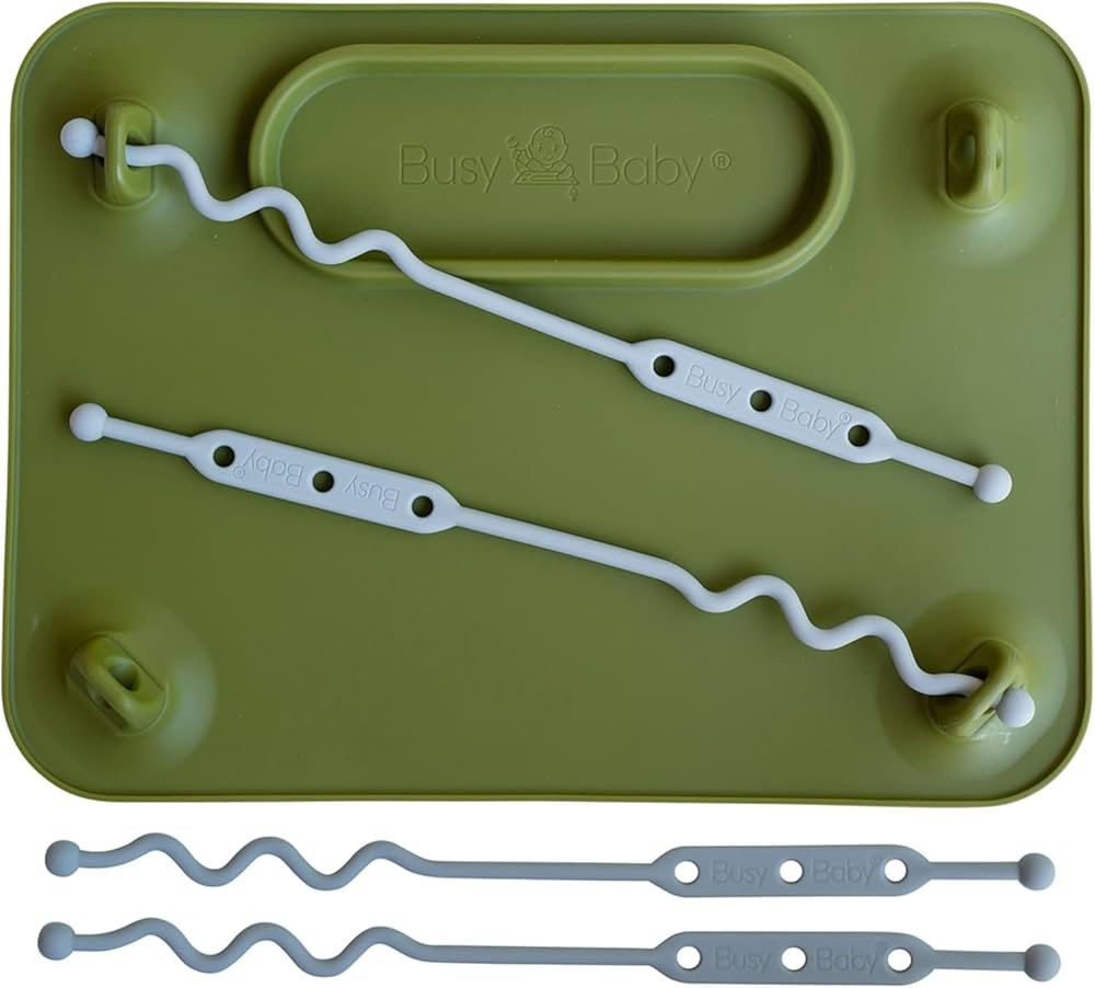 BUSY BABY Silicone Mat - Suction Cups, 4 Straps to Secure Baby Essentials, Self Feeding, Baby Led... | Amazon (US)