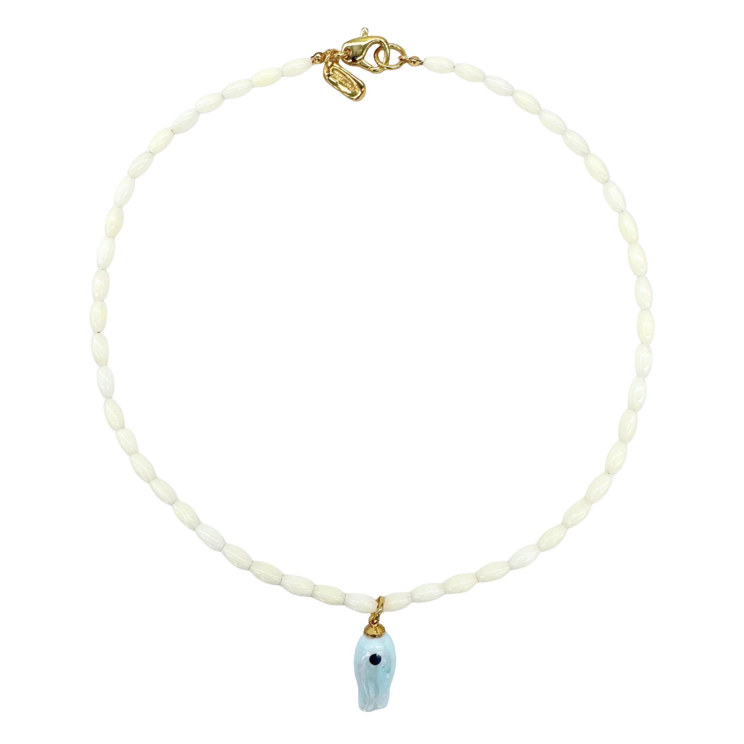 Mother of Pearl Beaded Fish Necklace | Logan Tay