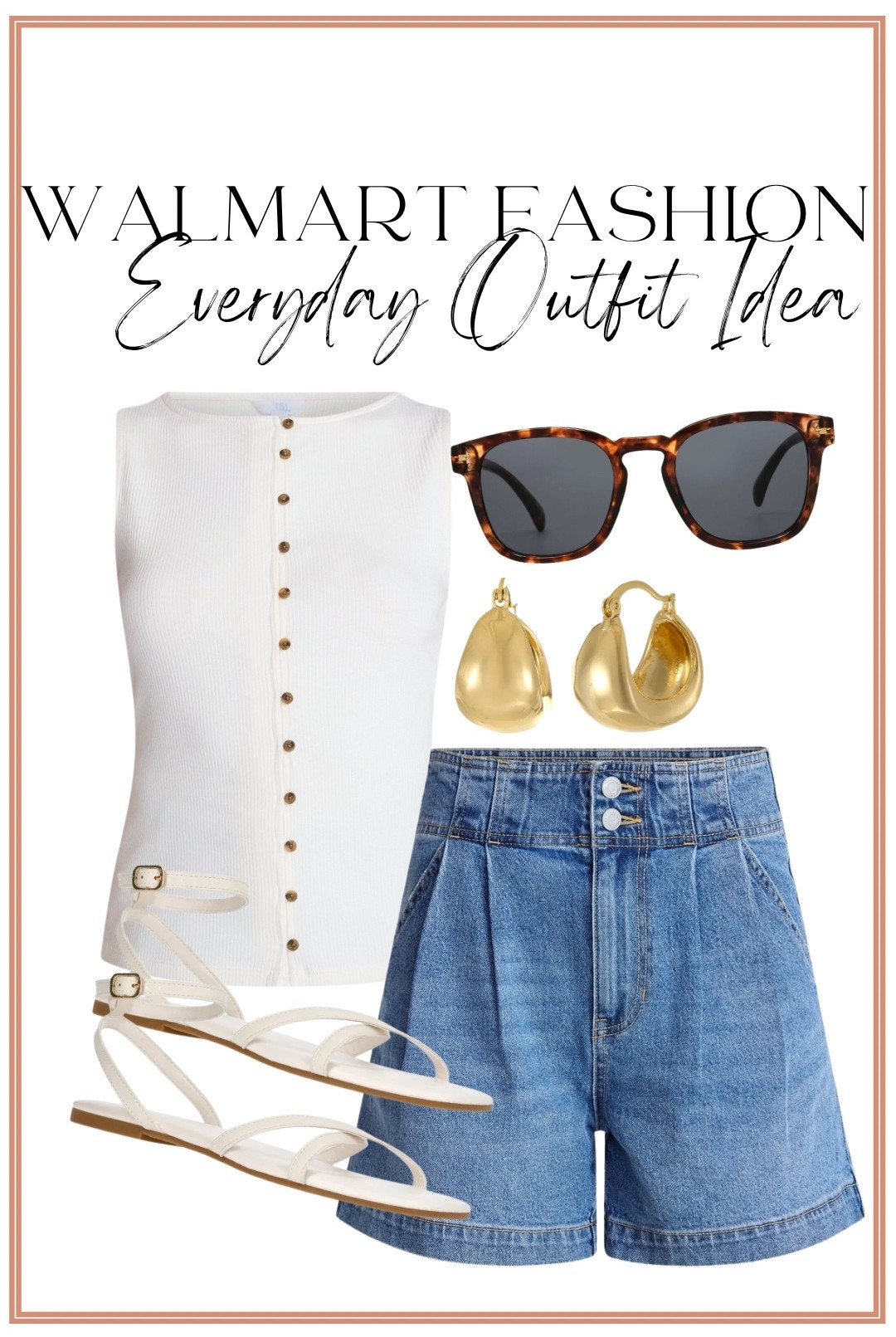 An easy outfit formula I’ll be repeating all season long! This ribbed button-front tank paired with pleated denim shorts is the perfect combination of polished and casual. Add simple sandals, gold jewelry, and oversized sunnies, and you have a look that works for everything from running errands to lunch with friends.

The best part? Every piece is affordable, comfortable, and incredibly versatile.

✔️ Elevated basics
✔️ Flattering denim shorts
✔️ Neutral accessories that go with everything
✔️ Head-to-toe Walmart style

These are the kinds of outfits that make getting dressed so easy.

#WalmartFashion #WalmartStyle #WalmartFinds #AffordableFashion #SummerOutfit #CasualStyle #DenimShorts #EverydayFashion #OOTD #SummerWardrobe #FashionOnABudget #MomStyle #WalmartNewArrivals #NeutralStyle #LTKFashion

#LTKootd #LTKPetite