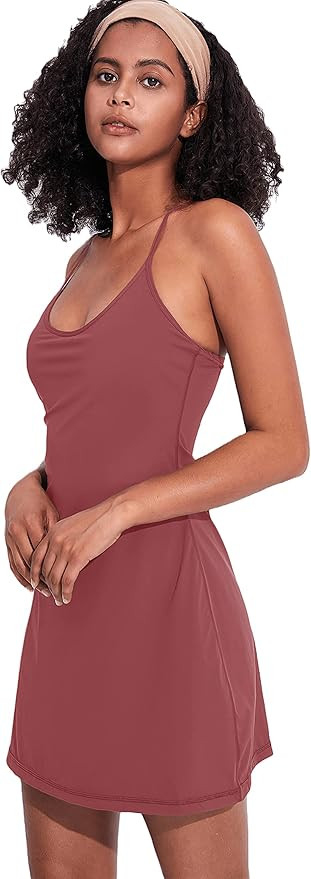 Women's Exercise Workout Dress with Built-in Bra & Shorts Sleeveless Tennis Golf Athletic Dress w... | Amazon (US)