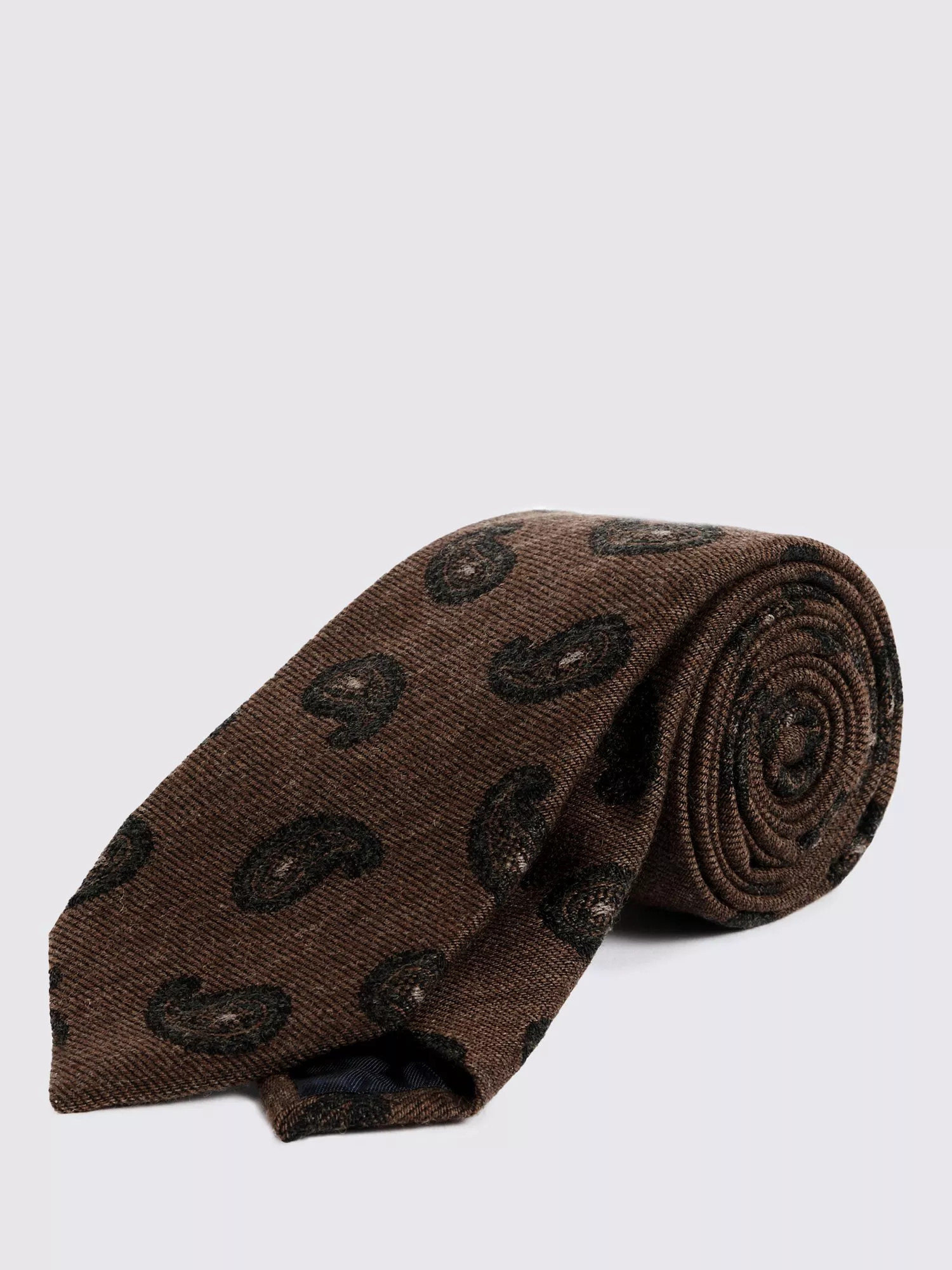 Moss Italian Wool and Silk Paisley Tie, Orange | John Lewis (UK)