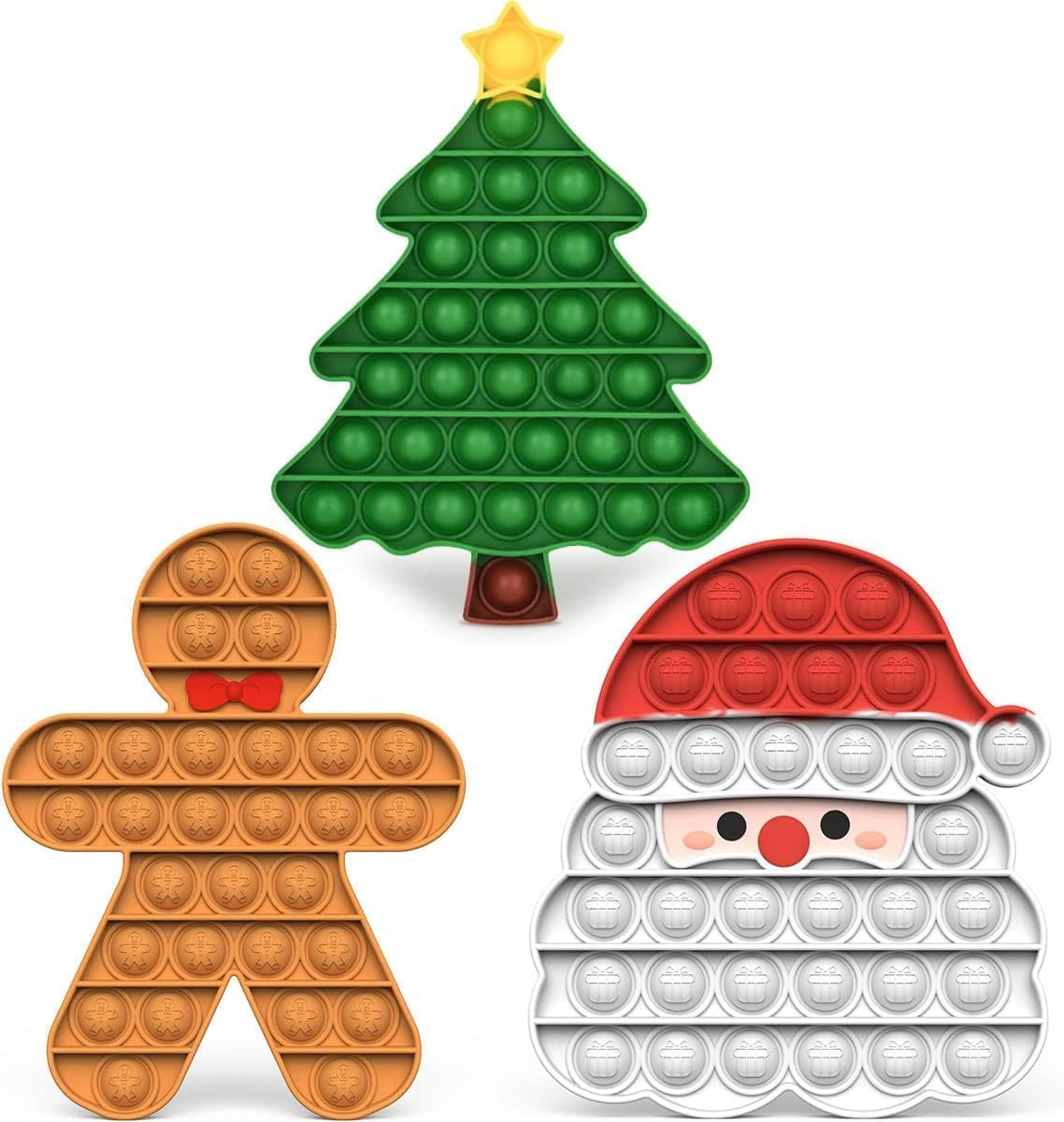 2026 Christmas Silicone Bubbles Pop Fidget Toys 3 Pcs,Santa Claus Xmas Tree | Amazon (US)