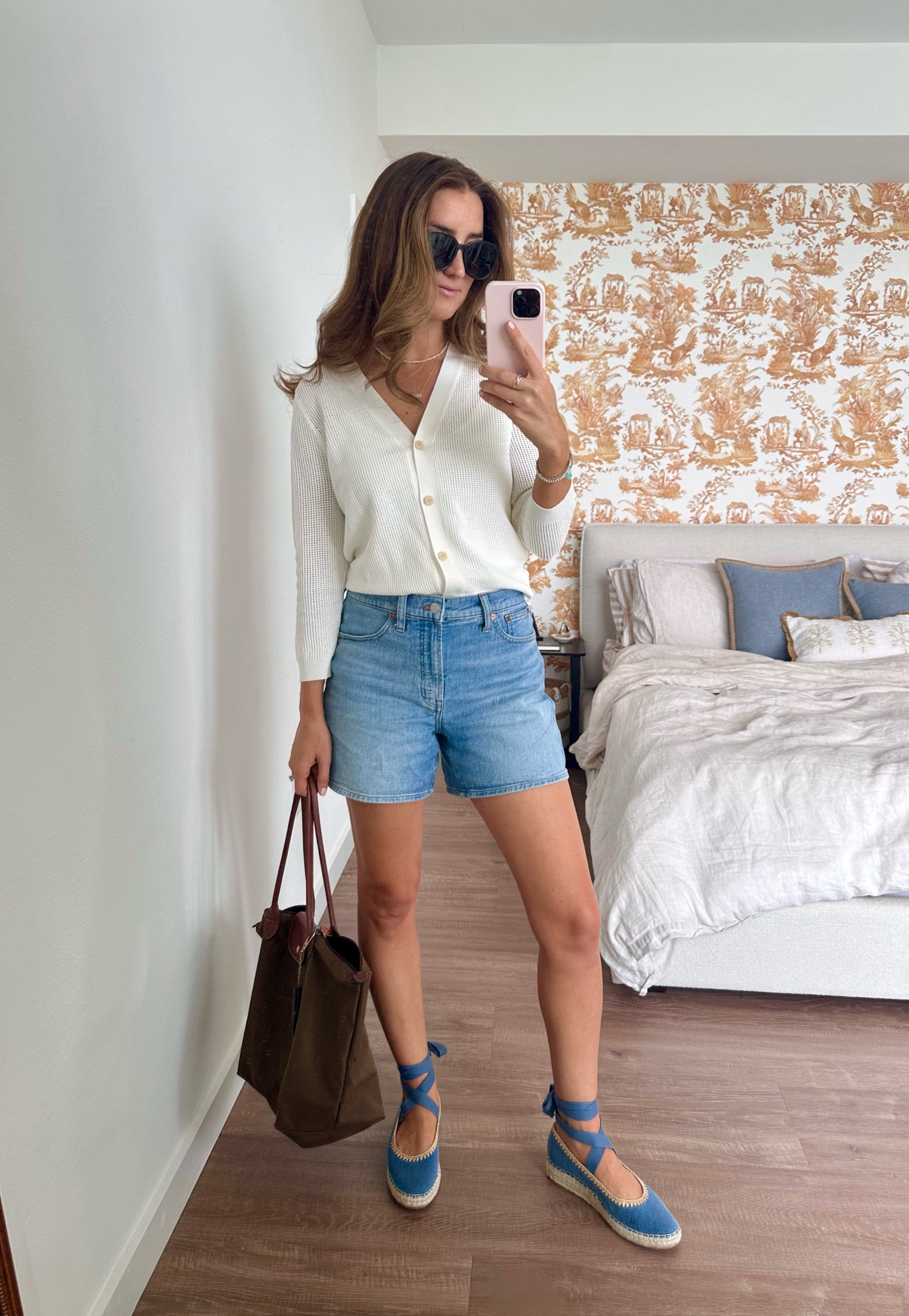 Easy summer outfit I’m wearing today! Jean shorts are a size 29 (I sized up for more oversized look), size medium in summer cardigan, and 8.5 for the blue espadrilles!!





#LTKTravel #LTKSaleAlert #LTKFindsUnder100