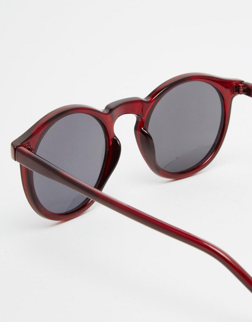 ASOS Round Sunglasses In Burgundy | ASOS UK