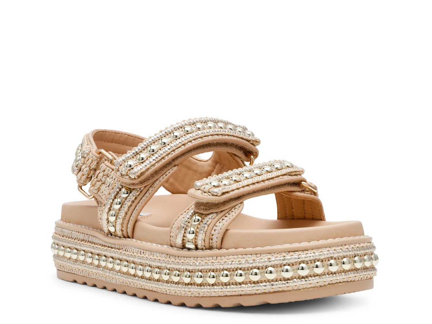 Steve Madden Big Mona Platform Sandal | Women's | Beige/Gold Metallic | Size 6.5 | Sandals | DSW