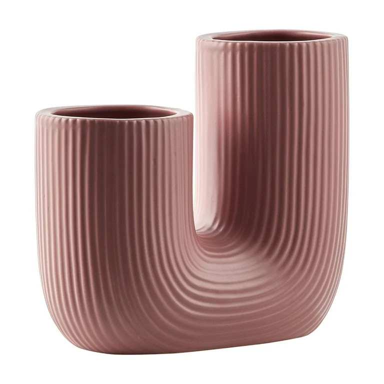 Beautiful 7" Fluted Ceramic Vase by Drew Barrymore, Rosé Pink | Walmart (US)