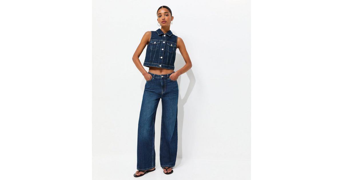 Blue Centre Crease Wide Leg Jeans | New Look | New Look (UK)