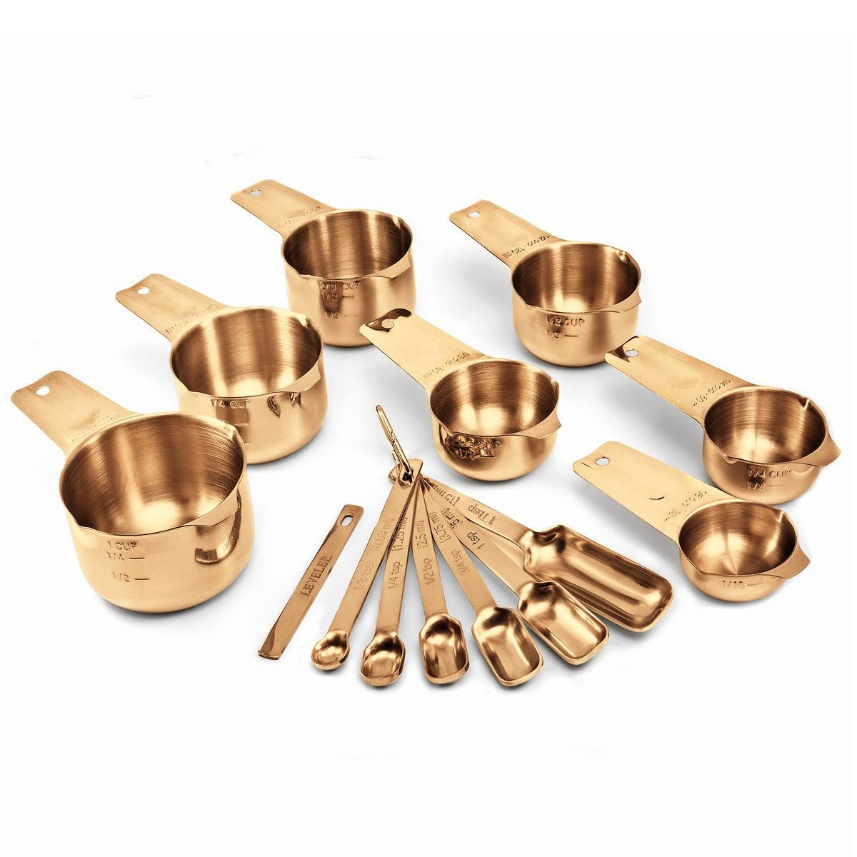 2LB Depot Stainless Steel Measuring Cups & Spoons Set - 14 Piece - Gold | Target