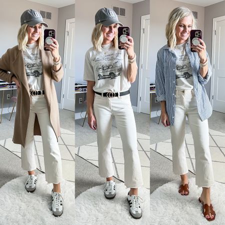 Mom-friendly mom capsule wardrobe! For more details on these outfits and pieces got to thriftywifehappylife.com for details! 
White jeans are thrifted and I don’t have an exact link. I linked similar jeans! 

#LTKfindsunder100 #LTKSpringSale #LTKstyletip