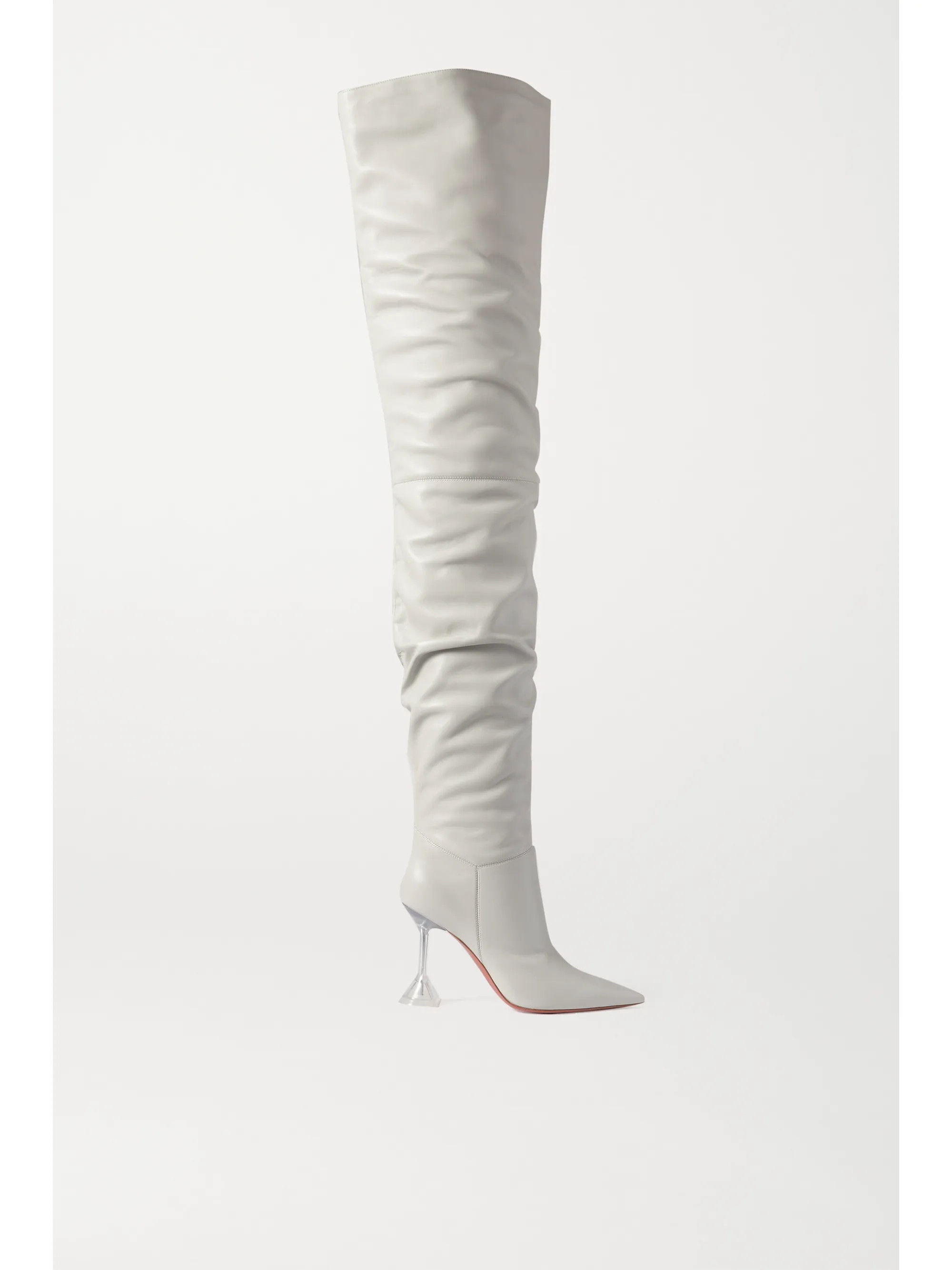 Off-white Olivia leather thigh boots | Amina Muaddi | NET-A-PORTER | NET-A-PORTER (US)