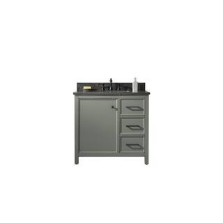Legion Furniture 36 in. W x 22 in. D Vanity in Pewter Green with Marble Vanity Top in Black with ... | The Home Depot