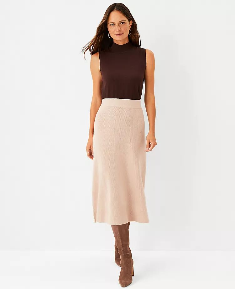 Petite Ribbed Full Sweater Skirt | Ann Taylor (US)
