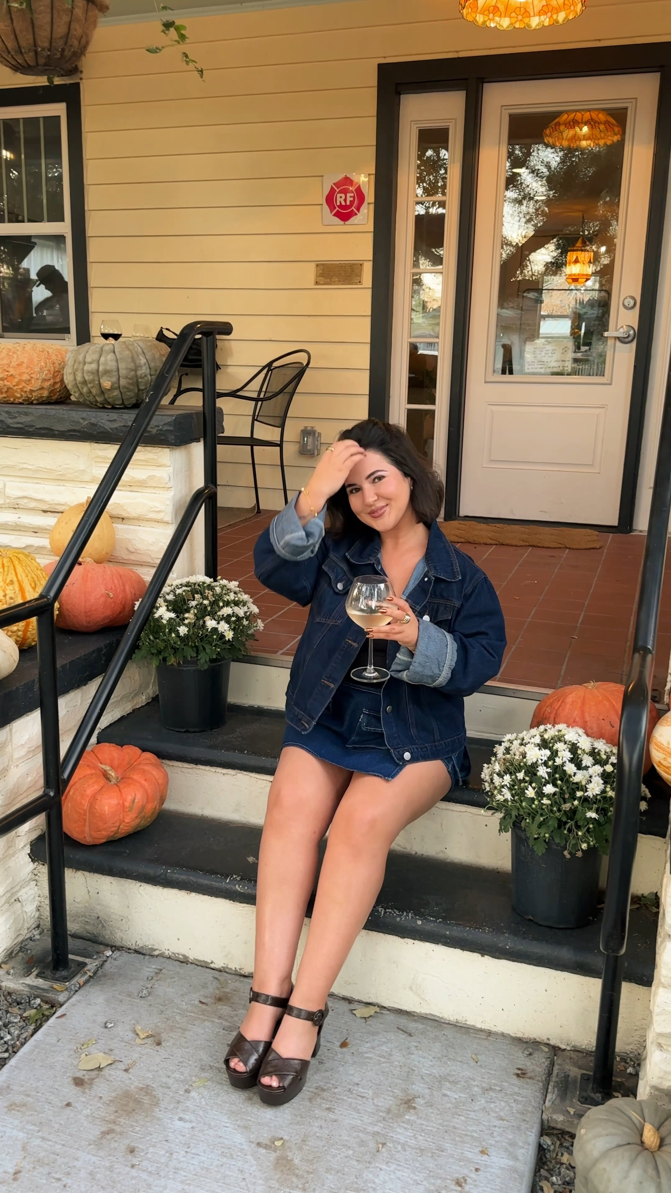 wearing a S-M in the jacket and US 8 in the skort. 🍂 // denim on denim, fall outfit ideas, denim jacket, denim skort 

#LTKFindsUnder100 #LTKMidsize #LTKSeasonal