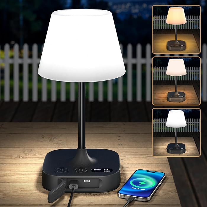 Lightbiz Outdoor Table Lamp, Shower Lamp with 8000mAh Cordless Rechargeable Battery, IP55 Waterpr... | Amazon (US)