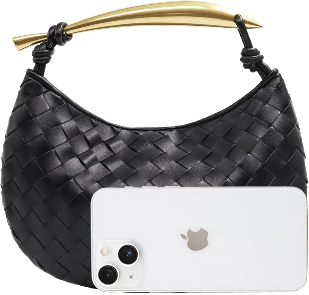 FEOFFS Woven Leather Hobe Dumpling Bag Dinner Handbag For Women Purse Hobo Bag Knotted Woven Clut... | Amazon (US)