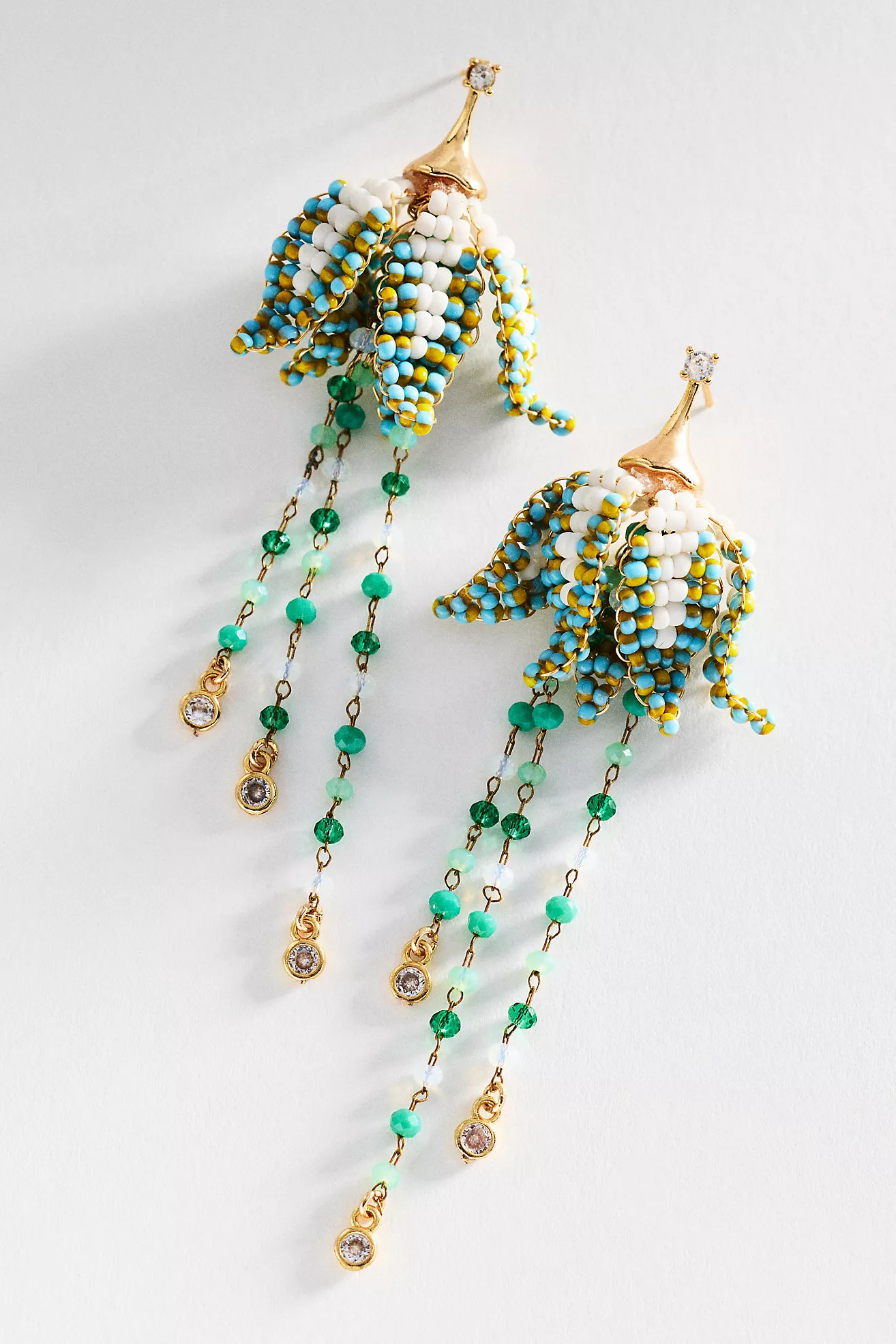 Cascading Beaded Flower Drop Earrings | Anthropologie (US)