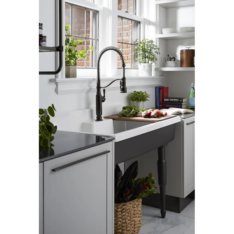 Kohler Tournant® Single Handle Semi-Professional Pre-Rinse Kitchen Faucet with Three-Function Pu... | Wayfair North America