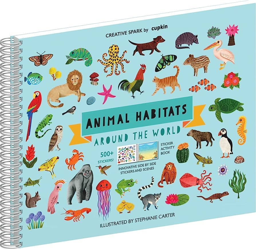 Animal Habitats Sticker Book (500+ Stickers for Kids & 12 Coloring Pages) by Cupkin - Side by Sid... | Amazon (US)