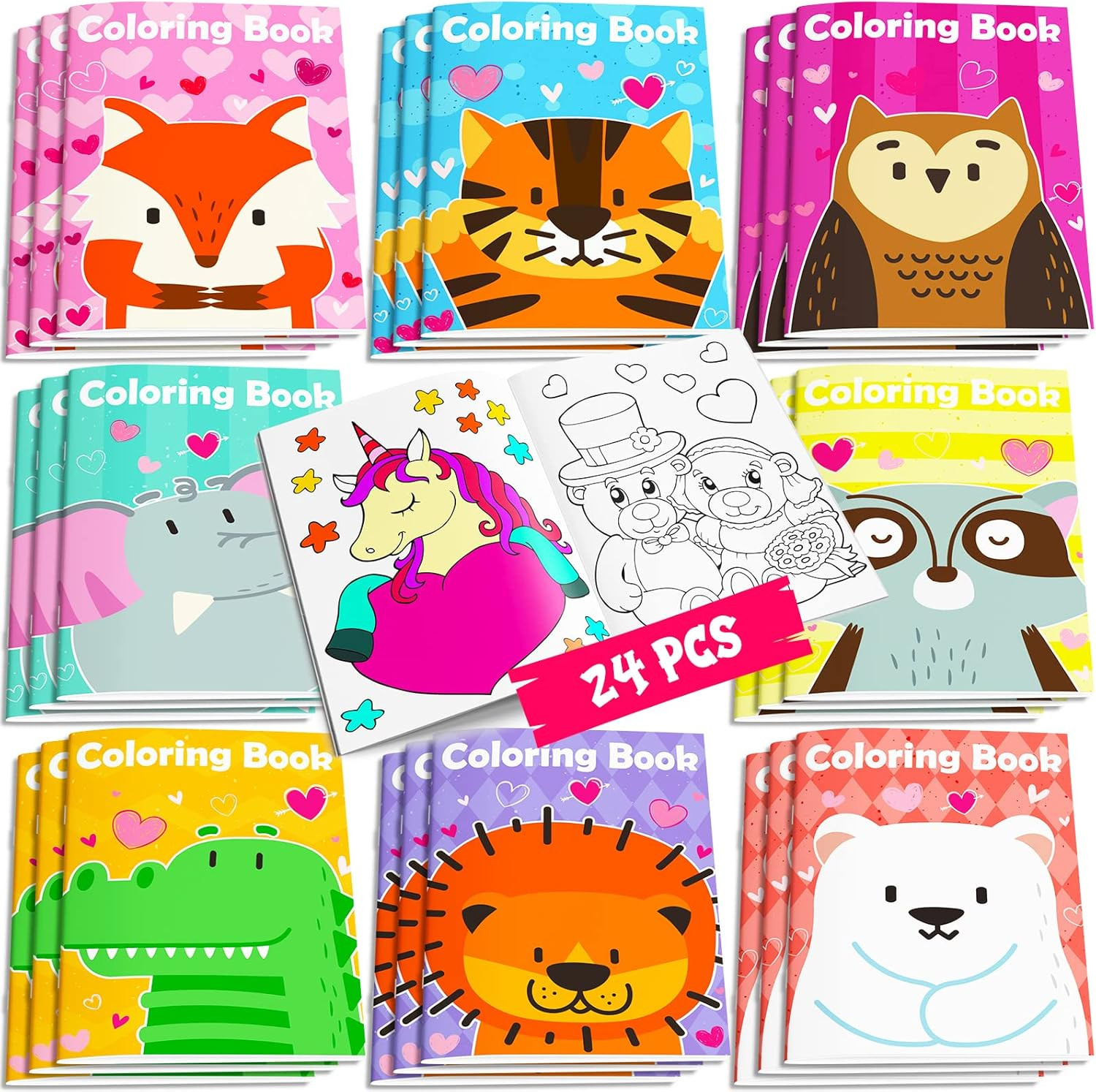 24 Pack Valentine's Day Coloring Books for Kid Boy Girl, Coloring Books with Heart, Cupid, Unicor... | Amazon (US)