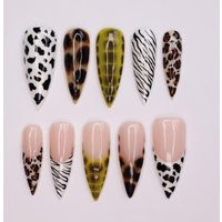 Unleash Your Wild Side Stunning Long Stiletto Press-On Nails With Chic Animal Print - Perfect For Daily Wear, Holidays, Or Gift Her | Etsy (US)