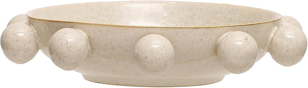 Bloomingville 9.75 Inches Stoneware Bowl with Orbs and Reactive Glaze, Cream | Amazon (US)