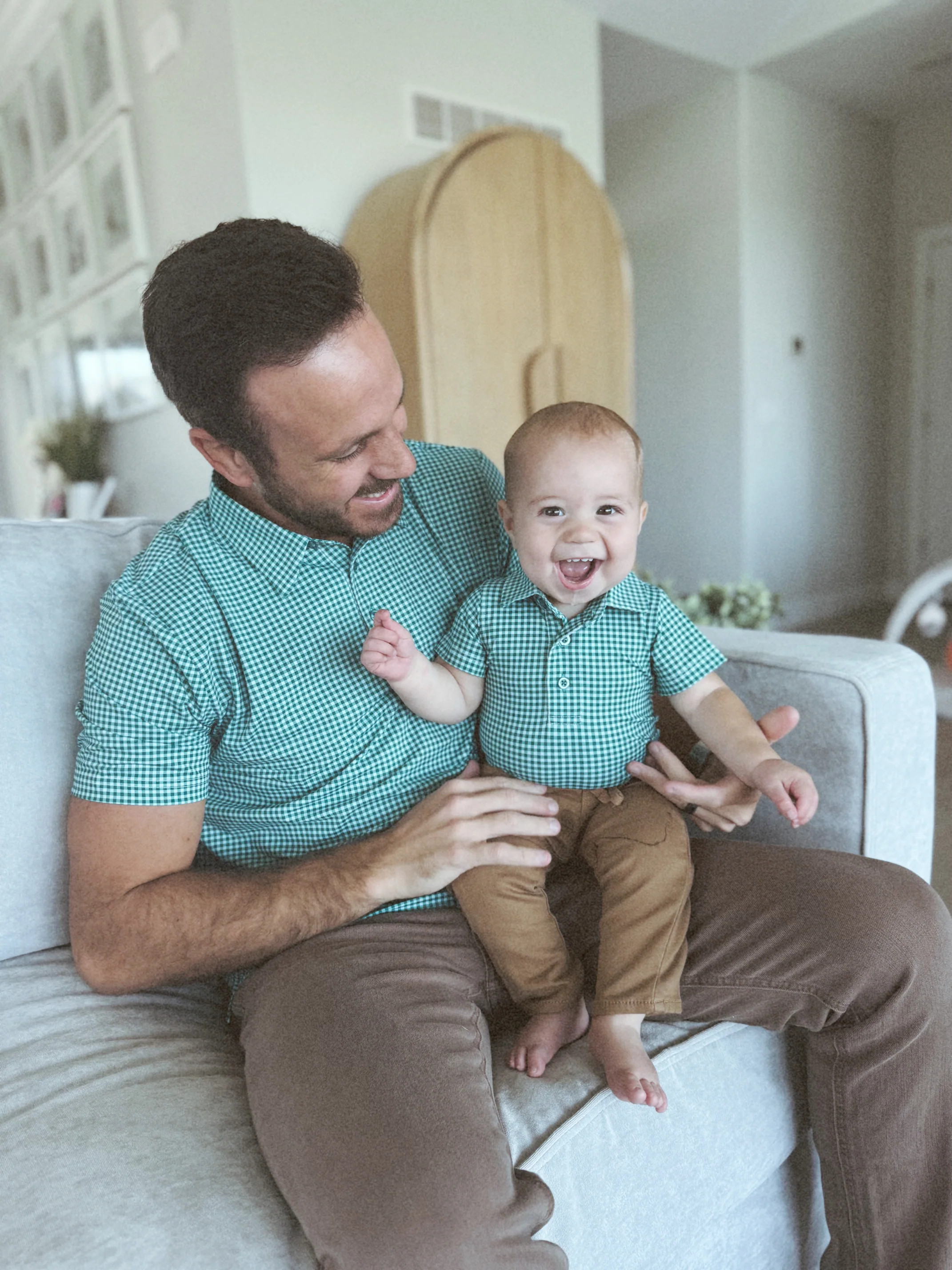 Green Plaid Men's Polo | Poppy Kids Co