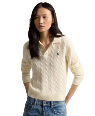 Polo Ralph Lauren Women's Cable-Knit Long-Sleeve Sweater - Flannel Grey Heather | Macy's