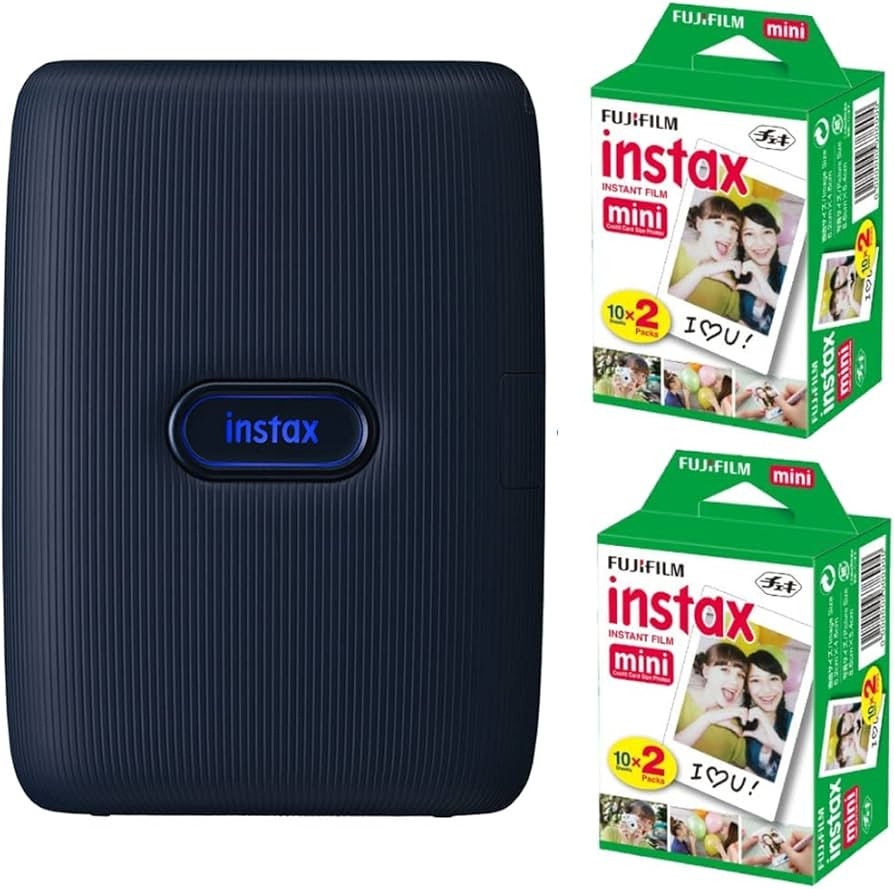Fujifilm Instax Mini Link Smartphone Printer (Dark Denim) + Fuji Instax Mini Film (40 Sheets) - I... | Amazon (US)