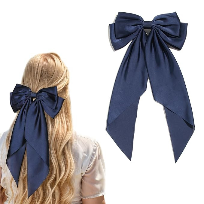Women Big Bow Barrettes Girl's Satin Hairclips Long Ribbon Hair Pins for Party, Bow Hair Clips fo... | Amazon (US)