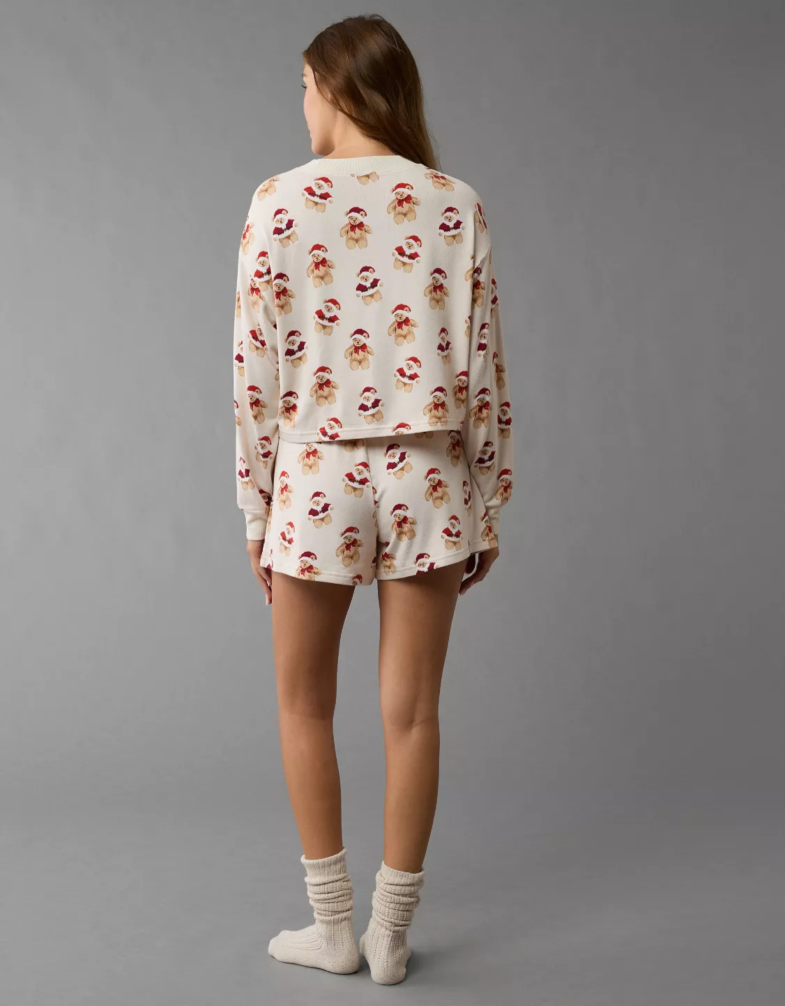 AE Holiday Teddy Bear Plush PJ Set | American Eagle Outfitters (US & CA)