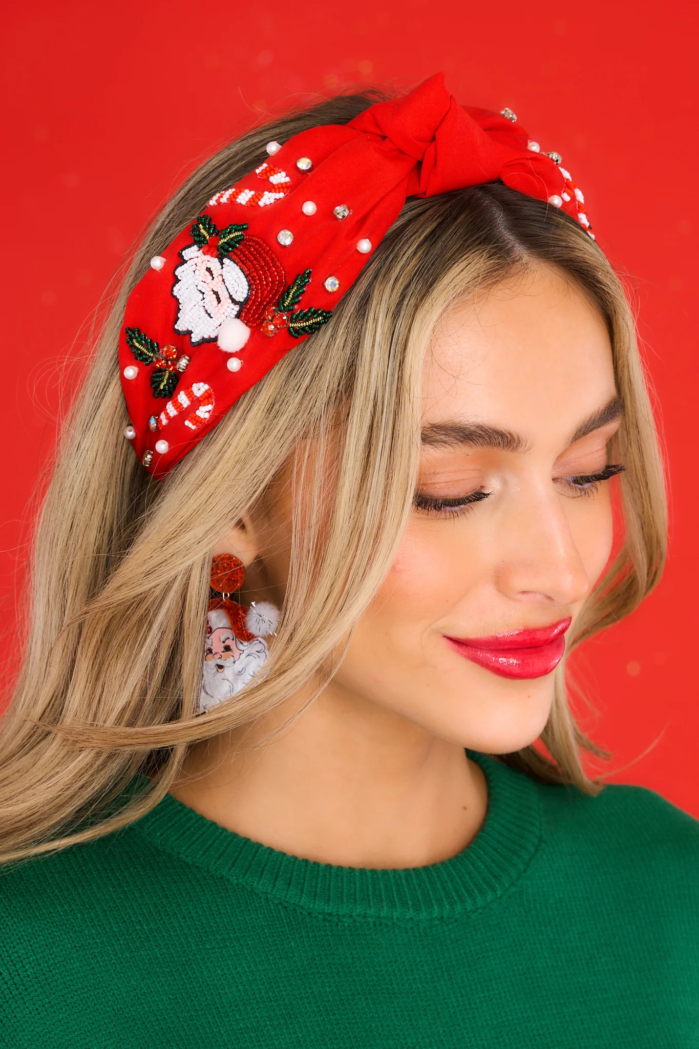 Kissed Under The Mistletoe Red Headband | Red Dress 