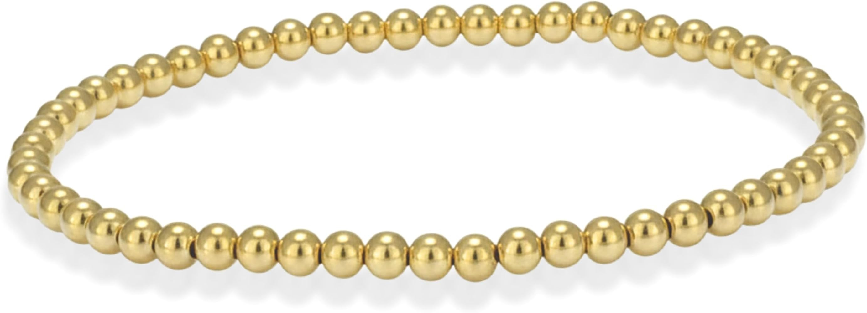 Anela 14k Gold Filled Beaded Bracelet for Women | 3mm Gold Beaded Bracelet | Stackable Gold Stret... | Amazon (US)